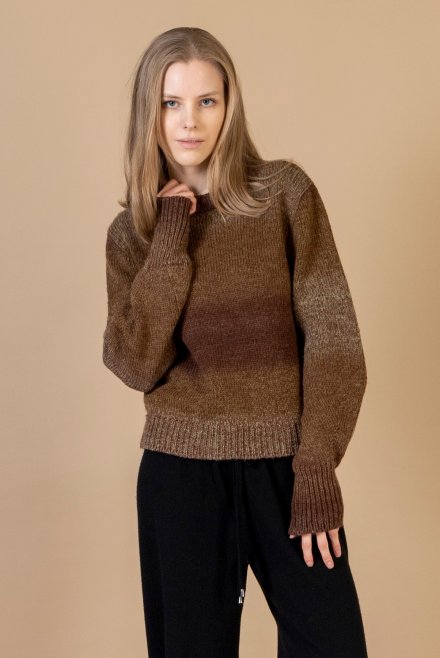 Faded-effect knit sweater multicolored marrone-terra