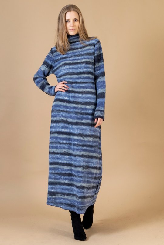 Degrade maxi dress multicolored blue-sky blue-light grey