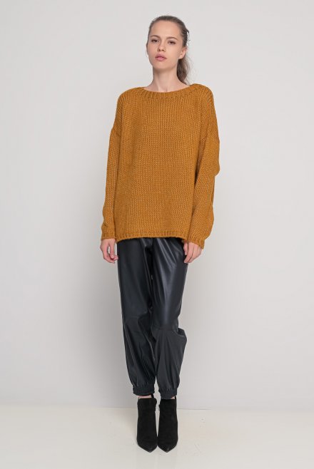 Mohair-lurex blend oversized  sweater ochre