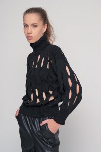 Τρυπητό πουλόβερ με αλπακά black