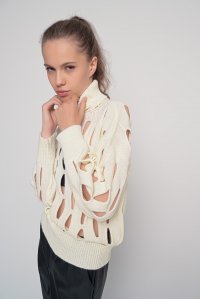 Τρυπητό πουλόβερ με αλπακά ivory