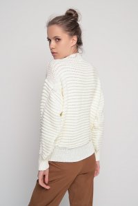 Wool blend chunky knit sweater ivory