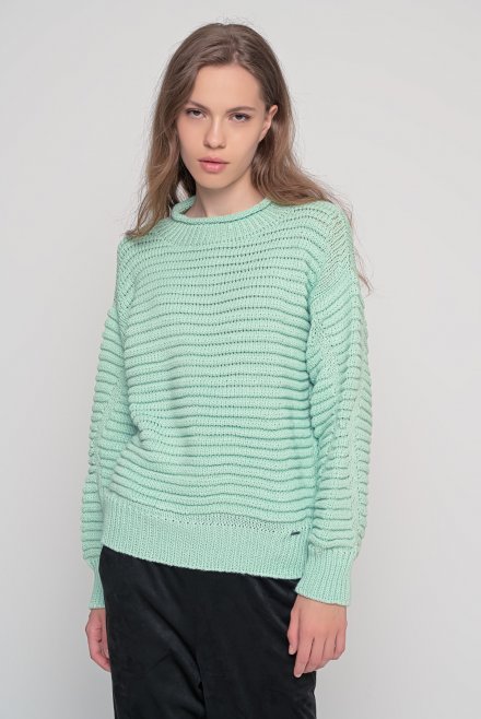 Wool blend chunky knit sweater mint
