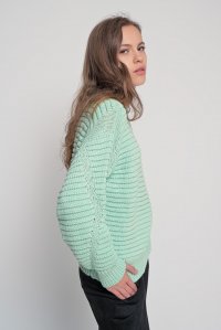 Wool blend chunky knit sweater mint