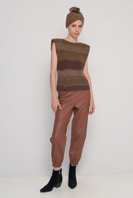 Faded-effect knit vest multicolored marrone-terra