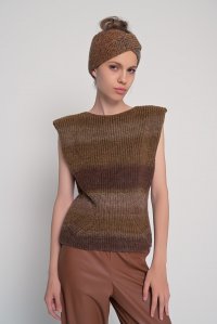 Faded-effect knit vest multicolored marrone-terra