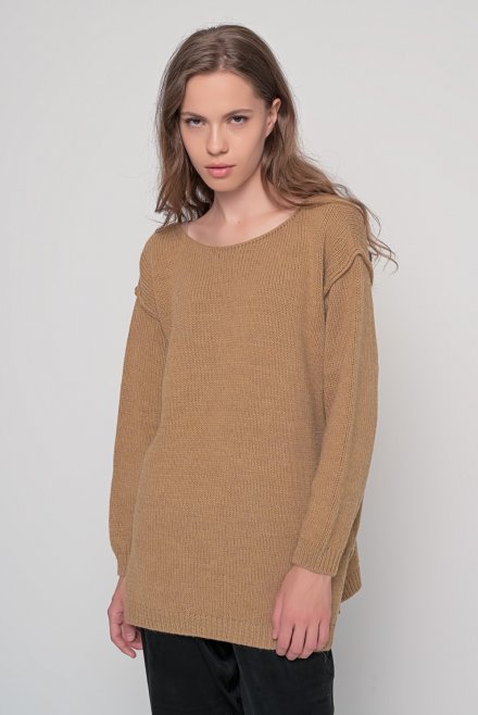 Alpaca blend oversized sweater camel