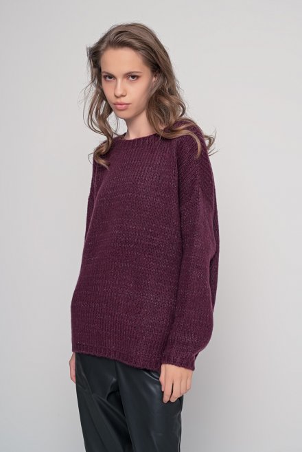 Mohair-lurex blend oversized  sweater bordeaux