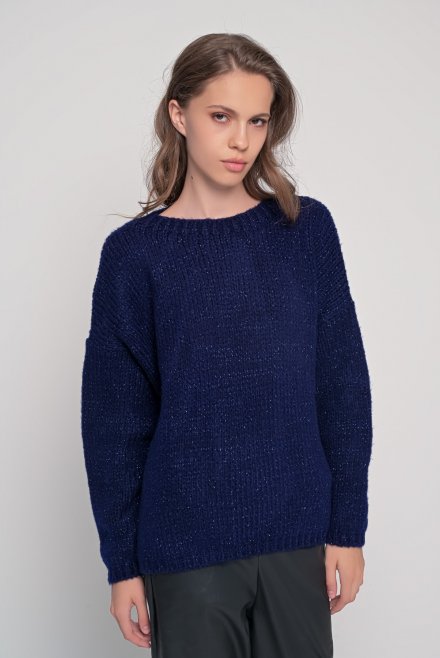 Mohair-lurex blend oversized  sweater navy