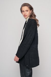 Chunky knit pachwork cardigan black