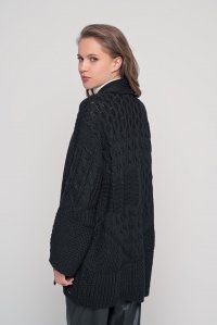 Chunky knit pachwork cardigan black
