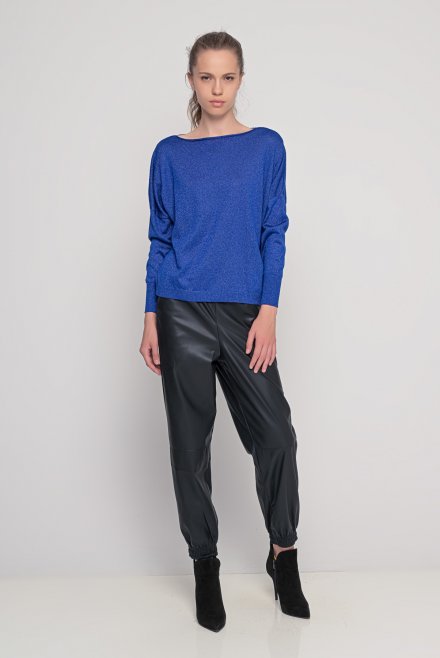 Lurex relaxed fit top bright blue