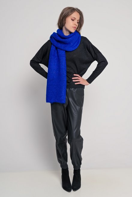 Mohair lurex-blend scarf bright blue