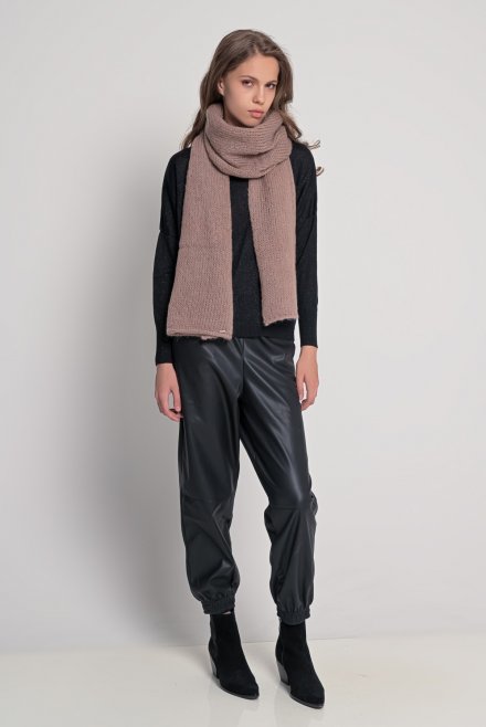 Mohair lurex-blend scarf taupe