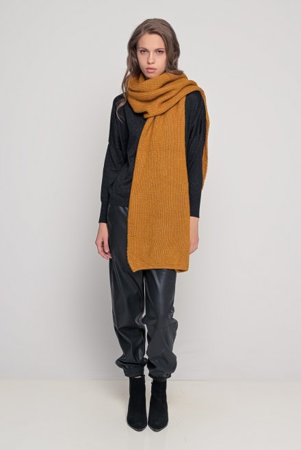 Mohair lurex-blend scarf ochre