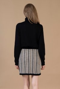 Tweed mini skirt black-camel -ivory
