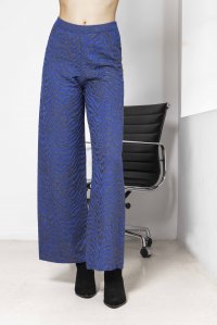 Lurex jaquard pants bright blue-anthracite