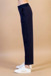 Cotton track pants with knitted details navy