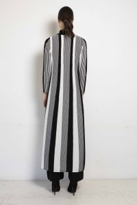 Wool blend  striped long cardigan black-ivory