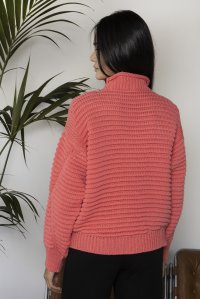 Wool blend chunky knit sweater camelia rose
