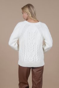 Chunky knit cut-out sweater ivory