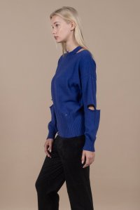 Cashmere blend cut-out sweater blue