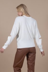 Cashmere blend cut-out sweater ivory