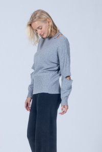 Cashmere blend cut-out sweater medium grey
