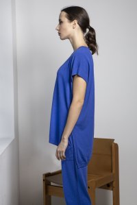 Cotton blend v-neck vest bright blue