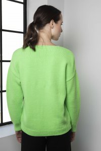 V-neck πουλόβερ με αλπακά neon green