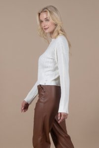 Alpaca blend cable knit sweater ivory