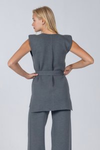 Wool blend v-neck vest medium grey