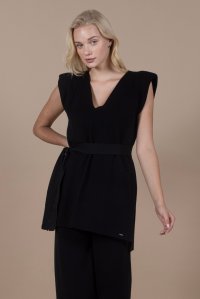 Wool blend v-neck vest black