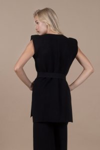 Wool blend v-neck vest black