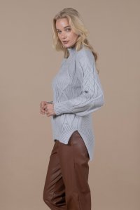 Χονδρό πουλόβερ με πλεξίδες grey