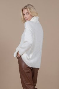 Mohair blend sweater  with front slit ivory