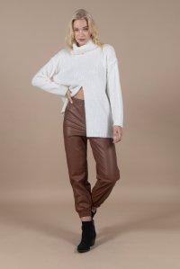 Mohair blend sweater  with front slit ivory