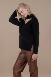 Mohair blend cutout sweater black