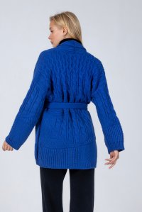 Chunky knit pachwork cardigan bright blue