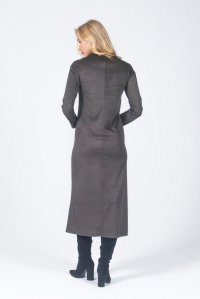 Μακρύ φόρεμα με πλαϊνό άνοιγμα από συνθετικό σουετ olive