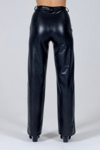 Faux leather stretch straight line pants black