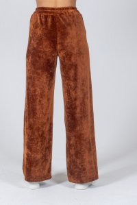 Velvet trackpants with knitted details tabac