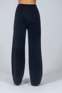 Wool blend wide leg pants black