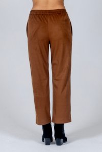 Παντελόνι με ελαστική ζώνη από συνθετικό σουετ brown