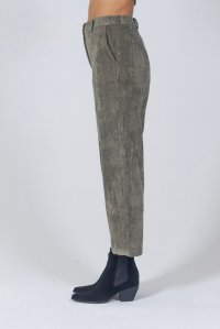 Corduroy cropped straight leg pants khaki