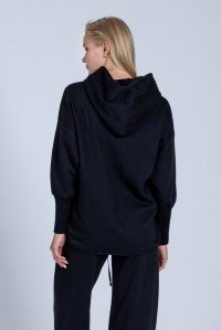 Βαμβακερό φούτερ με πλεκτές λεπτομέρειες black