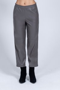 Faux leather jogger pants taupe