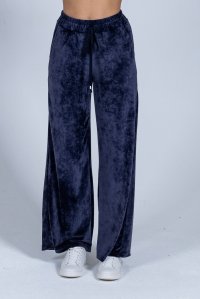 Velvet trackpants with knitted details navy