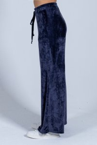 Velvet trackpants with knitted details navy