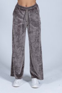 Velvet trackpants with knitted details taupe